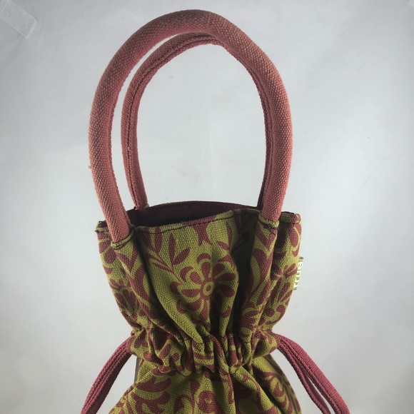 2 True Tote Canvas Wine Bottle Bags - Olive and Burgundy Floral Print - Picture 3 of 7